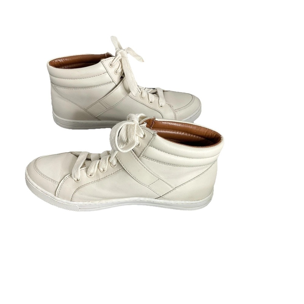 Coach Pembroke Off White Leather High Top Sneakers Turnlock Gold Hardware 7.5B - Picture 2 of 10